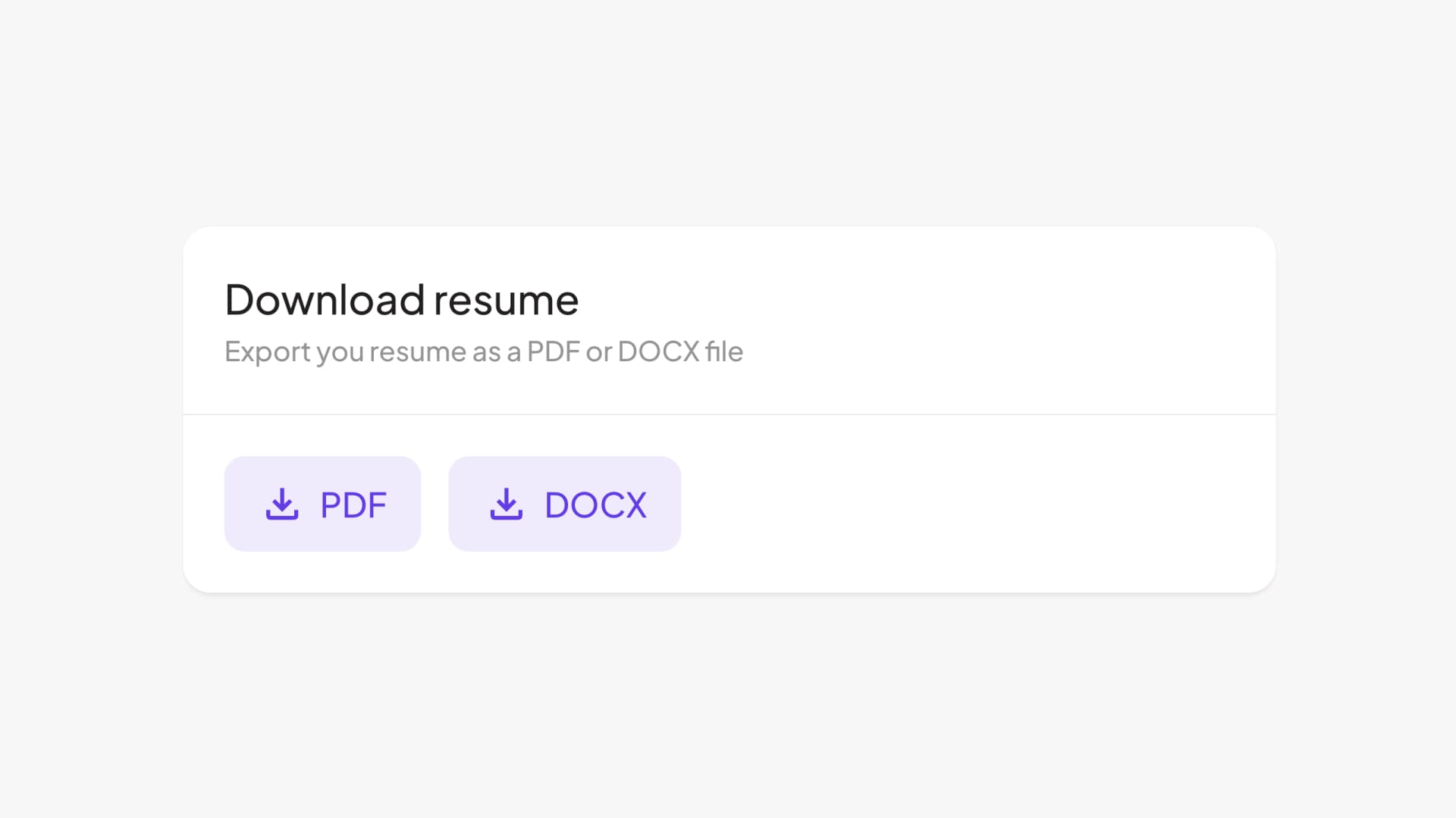 Download resume section in the settings page